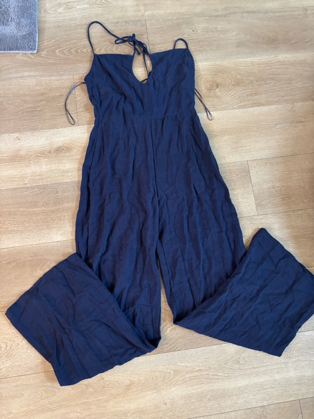 Windsor Navy V-Neck Wide-Leg Jumpsuit with Tie Straps